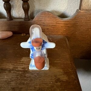 Vintage Ceramic Blue and White Windmill 3 minute Sand/Egg Timer Made in Germany